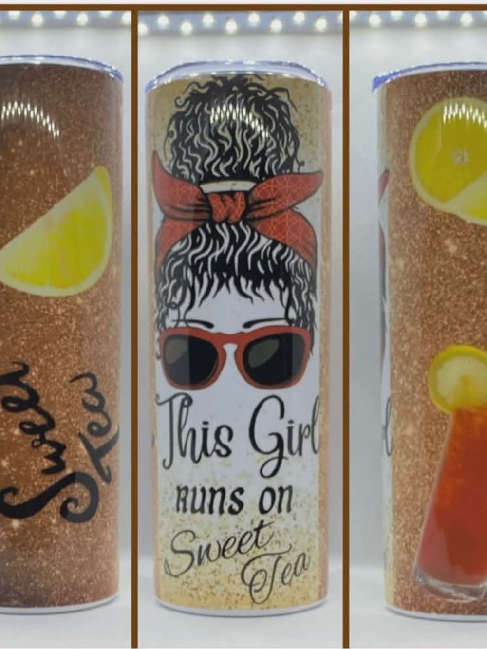 This Girl Runs on Sweet Tea Glitter Tumbler - White & Orange